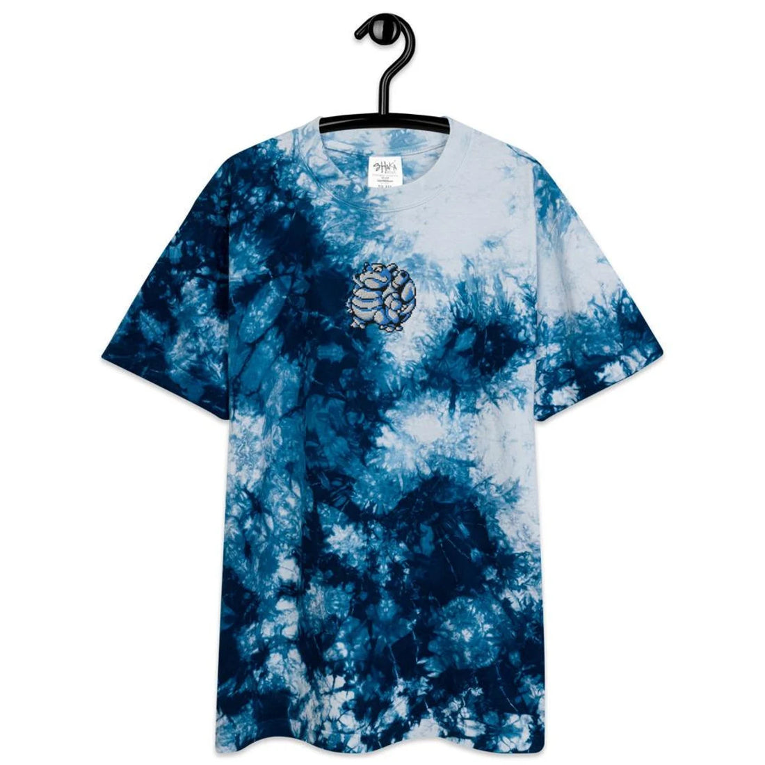 Blue Pocket Monsters Blastoise Embroidered Pokémon Anime Unisex Tie-Dye T-Shirt