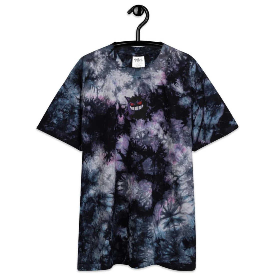 Blue Pocket Monsters Embroidered Pokémon Anime Unisex Gengar Tie-Dye T-Shirt