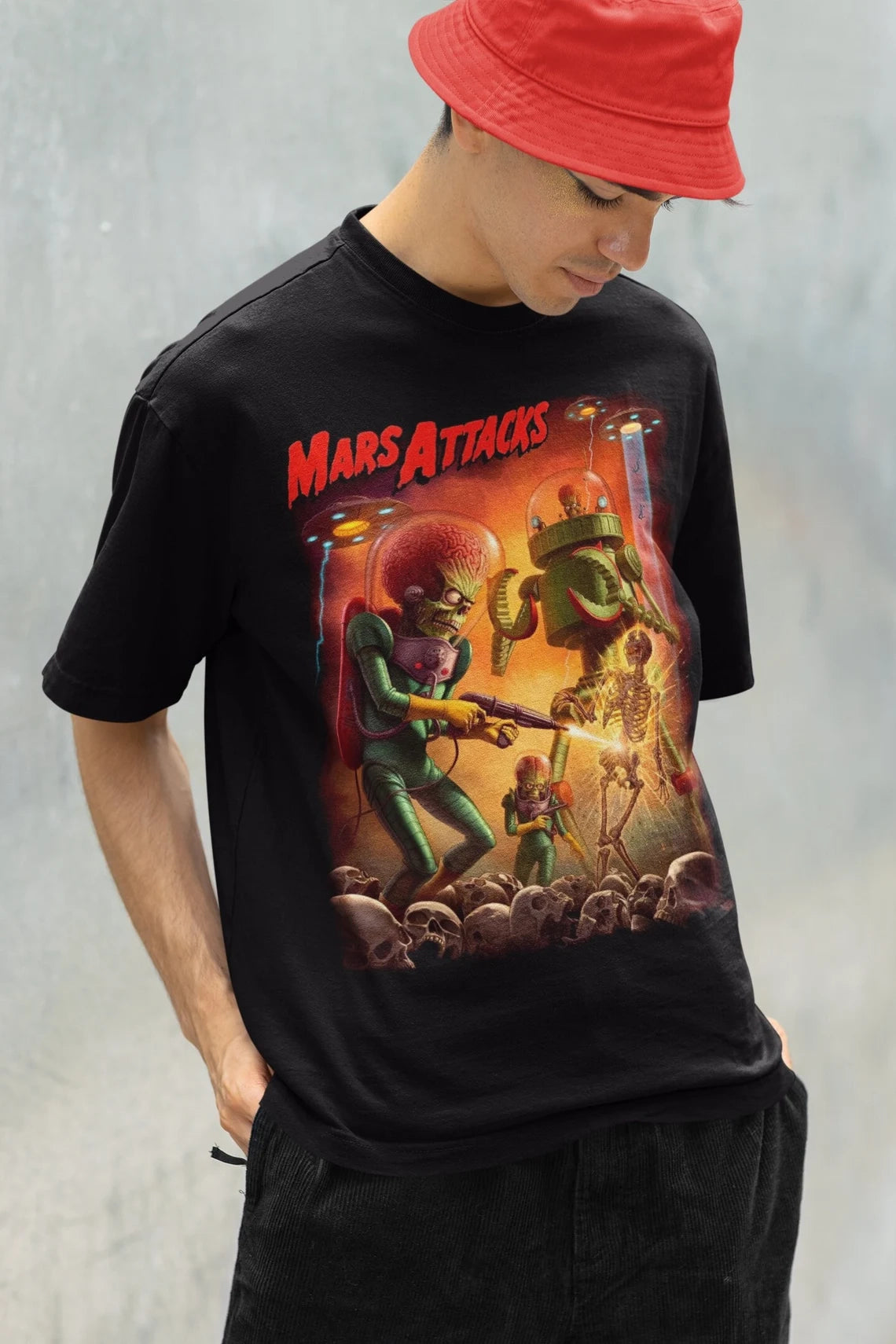 Mars Attacks Alien Invasion T-Shirt – Vintage Sci-Fi Horror Psychobilly UFO Tee