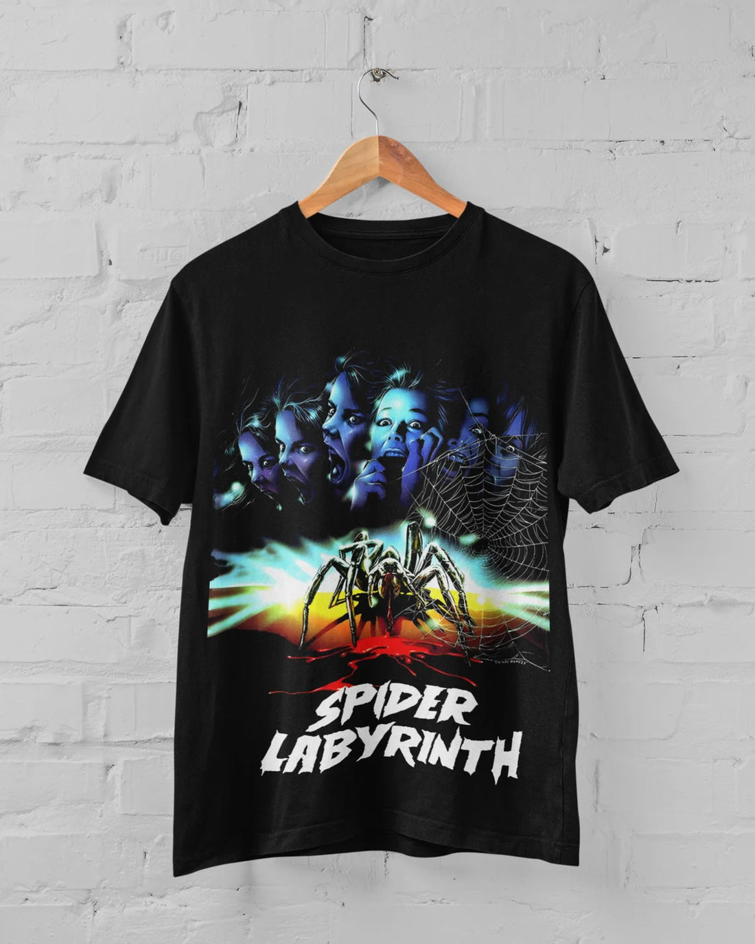 VHS Horror Movie Graphic Vintage Spider T-Shirt