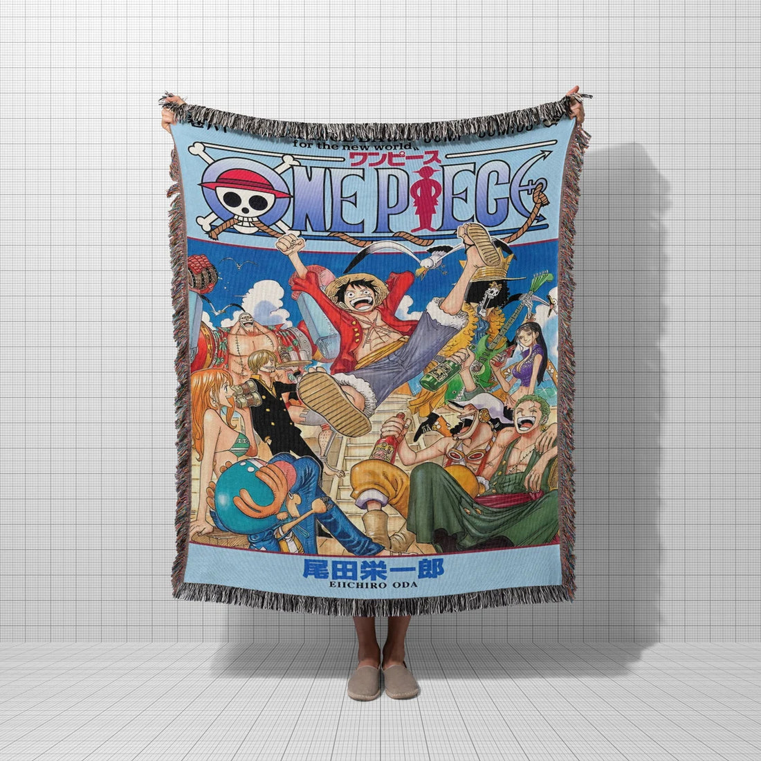 Hand-Woven Anime & Manga Tapestry Blanket, Cozy Throw, Bedspread, Sofa Cover, Beach Towel, Wall Hanging Room, Anime Lover Decor, Straw Hats - CircaWave