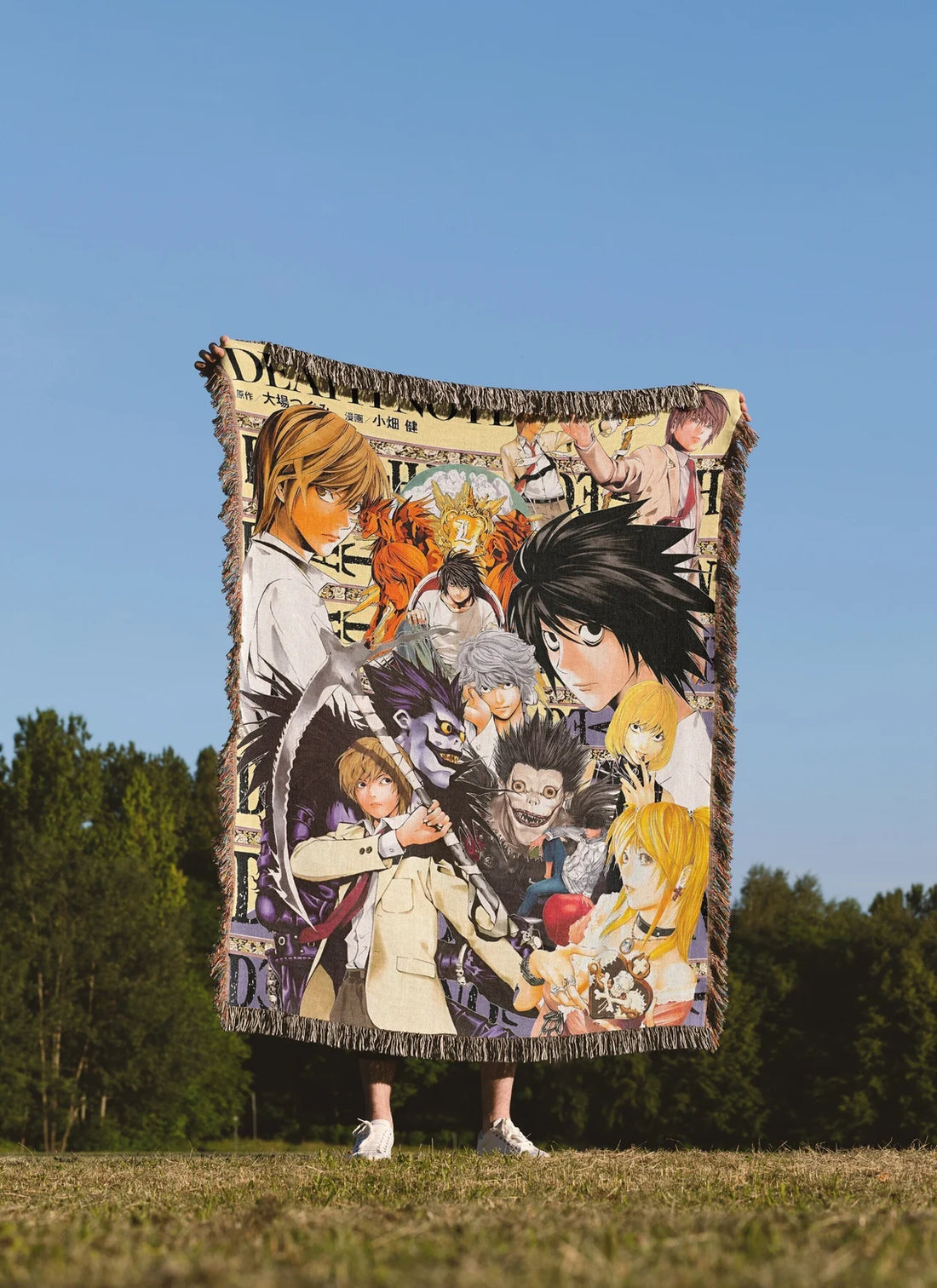 Hand Woven Anime Death Note Cozy Blanket, Manga Tapestry Throw