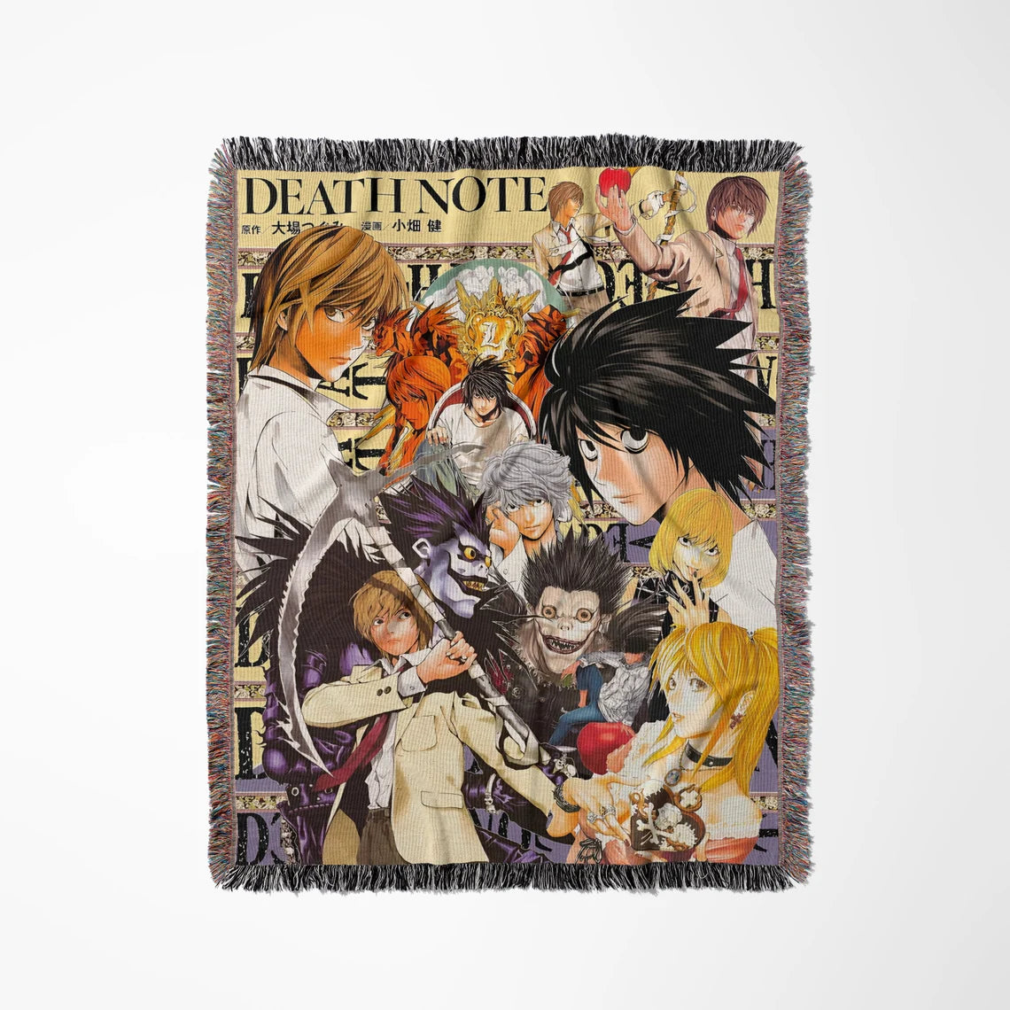 Anime Hand Woven Cozy Blanket | Manga Tapestry Throw | Suitable As Snuggle Blanket Or Woven Wall Hanging | Death Note Anime Inspired Blanket - CircaWave